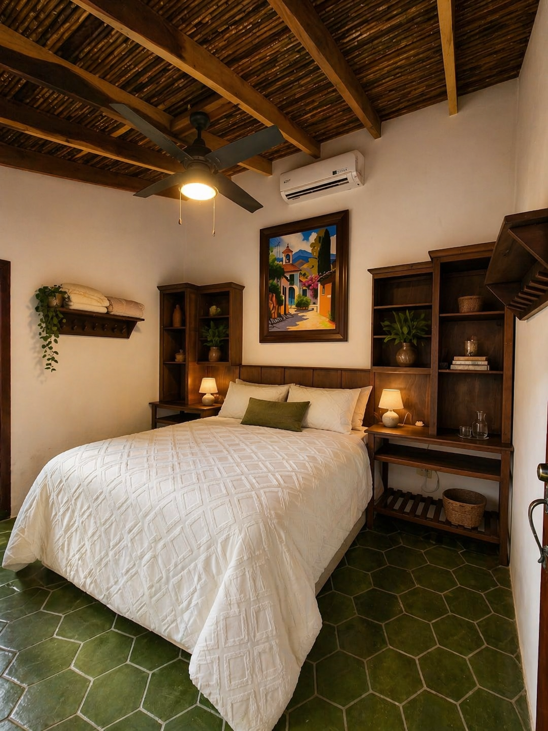 A suite doorway opening to sea air, sheer curtains moving in the breeze.